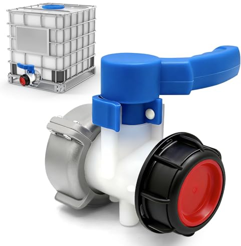 VEEKAY IBC Container Klappenhahn DN50 75mm,IBC Adapter Kugelhahn,IBC Tank Zubehör Tank Ablasshahn,für Container,Wassertank(Blau)