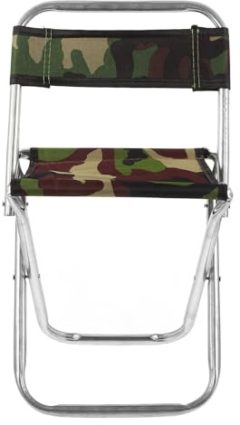 JUMPLAWN Sgabello Pieghevole da Campeggio in Metallo Schienale, Sedile Portatile Salvaspazio per Pesca e Giardino Colore Casuale