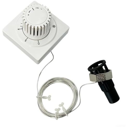 Rackumic Thermostatkopf mit Ferneinstellung, Kapillarrohr, 2000 mm, Metall, Kunststoff, für M30 x 1,5 Heizkörperventil, Heizsystem, ältere Menschen mit Behinderung, Weiß (5 Meter)