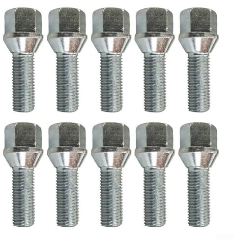 10 Écrous de Fixation pour roue M12x1.25 Chrome 17mm 60° 26mm pour C4 II C5 II C6 Dispatch Jante Alu