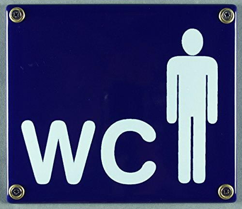BBV Emaille Schild WC Herren Toilette 14x12 cm Herrentoilette Toilettenschild wetterfest und lichtecht Emailleschild