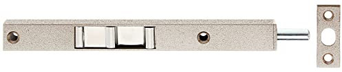 Alberts 126148 Rohrkantriegel mit Schieber | silberfarbig lackiert | mit Schließblech | 200 x 17 x 12 mm | Bolzen-Ø 7,5 mm