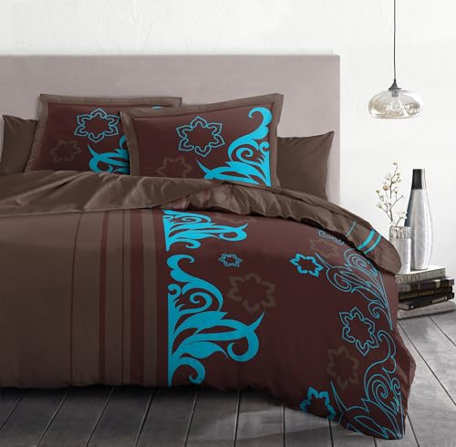 Home Linge Passion Housse 240x260 + 2 Taies Arabesque Blue