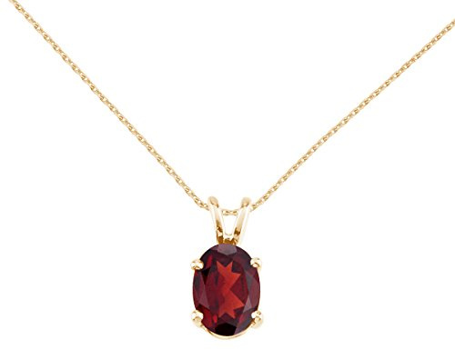 14k Yellow Gold Oval Garnet Pendant with 18 Chain