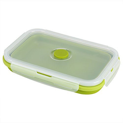 Fdit Contenitore pieghevole pieghevole in silicone per uso alimentare, da 800 ml, pieghevole, sicuro e sano contenitore per alimenti (verde)