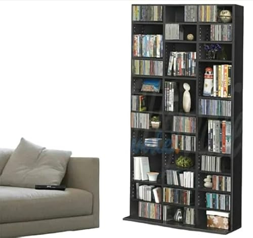 Lillyvale 1116 CD/528 DVD Storage Shelf Rack Unit Adjustable Book Bluray Video Games (Black)