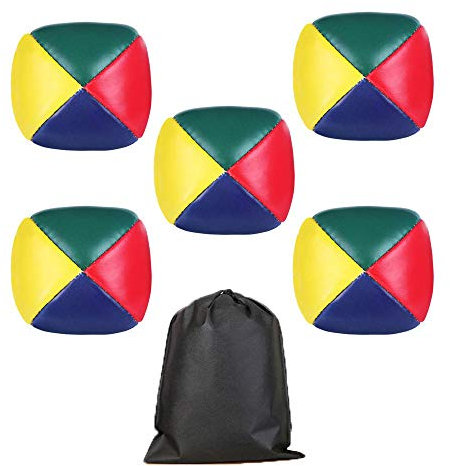 Kungfu Mall 5pcs Anfänger Jonglierbälle und Aufbewahrungstasche Langlebige und weiche Jonglierbälle für Kinder und Erwachsene