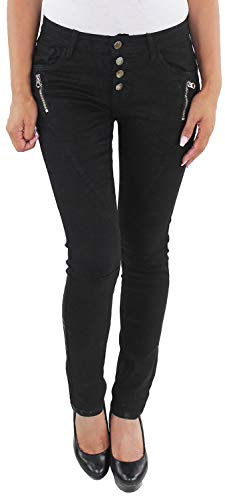 Sotala Damen RÖHRENJEANS HÜFTJEANS Stretchjeans Hose Jeans Skinny Slim FIT IN SCHWARZ UND GRAU A (Schwarz) 38 (M)