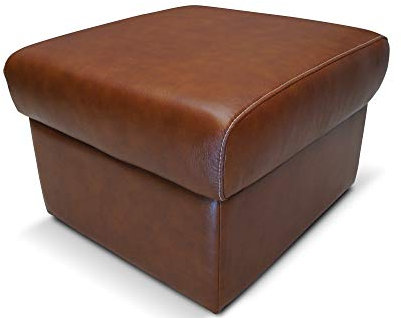 Quattro Meble Braunes Echtleder Hocker 50x50 x H-40 aufklappbar mit Stauraum Sitzhocker Rindsleder Sitzwürfel Fußhocker Polsterhocker Puff Echt Leder Antique Tabac mit Ziernähten in cremefarben