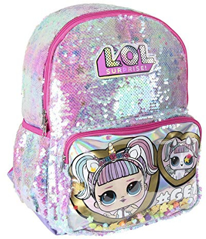 CERDÁ LIFE'S LITTLE MOMENTS, Mochila de Lentejuelas Reversibles Licencia Oficial LOL Surprise Unisex niños, Multicolor, Infantil
