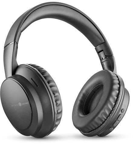 Music Sound BOOST Cuffia Wireless Around-Ear Pieghevole con Microfono Integrato, 3 Modalità EQ, Autonomia fino a 8 Ore, Design Ergonomico, Nero