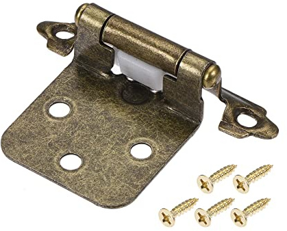 sourcing map 1/2 Inch Overlay Cabinet Hinges Self Closing 2.76 Inch for Cupboard Closet Door with Screws Bronze Tone 4Pcs