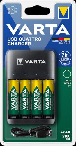 Varta 57652 Chargeur USB Quatro + 4 Piles AA 2100 mAh