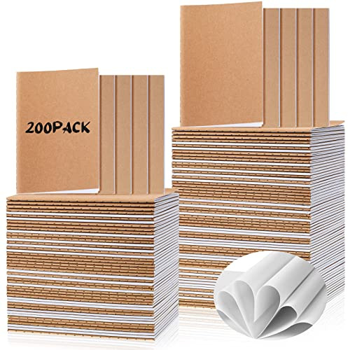 Kleine Notizbücher aus Kraftpapier, A6, blanko, unliniert, Mini-Kraftpapier, Mini-Skizzenbücher für Reisende, Heimbüro, Schulbedarf, 10,2 x 14,9 cm, Braun, 200 Stück