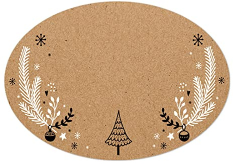 Logbuch-Verlag 200 beschreibbare Weihnachtsaufkleber 6×4,5 cm – Premium Namensaufkleber Kraftpapier, Rolle, zum Beschriften, Deutsch, hohe Qualität