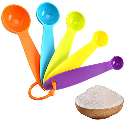 Ensemble de cuillères à mesurer | Cuillères à thé en acier inoxydable – 5 cuillères à soupe avec polices de mesure transparentes pour les aliments secs et liquides
