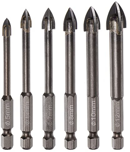 sourcing map 6pcs Titanium Coated Masonry Drill Bit Set, 5mm to 12mm Triangle Concrete Drill Bits Ceramic Tile Drill Bit with 1/4 Hex Shank for Mirror and Ceramic Tile on Concrete Brick Wall