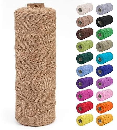 JeogYong 1mm Jute Twine String 656 Feet Natural Thick Garden Twine for Crafts, Hemp Twine for Outdoor, Gardening, Gift Wrapping, Plants, Packing Materials (Brown)