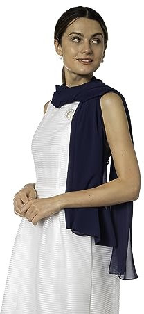 ClearLake Chiffon Schal Damen Stola Umschlagtuch für Abendkleid Cocktailkleid 70x180, dunkelblau