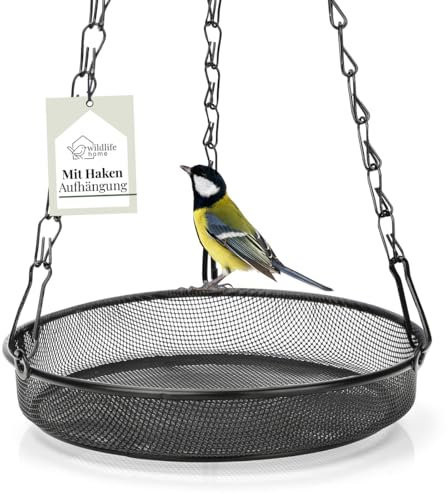 WILDLIFE HOME Vogelfutterspender hängend, Futterspender für Mehlwürmer, Vogelfutter zum Aufhängen I Vogelfutterschale Metall, Vogelfutterstation Vögel Wildvögel für Garten, Balkon