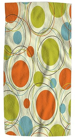 Pehede 60S Retro Orange Hand Towel Blue and Light Green Repeating Colorful Circle Soft Guest Face Bath Towel Bathroom Decorations Thin Kitchen Tea Dish Towels 15 x 30 inch