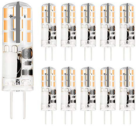 G4 LED Glühlampe, AC/DC 12V, 2W, entspricht 20W Halogen glühlampen, superhell, nicht dimmbar, Warmweiß (3000K, 10pack)