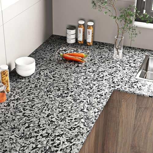 Livelynine Klebefolie Möbel Holzoptik Schwarz Folie Arbeitsplatte Küche Holzoptik Dunkel Wasserfest Möbelfolie Selbstklebend Schwarz Grau Küchenfronten Schrank Selbstklebende Tapete Holzoptik 40CMx2M