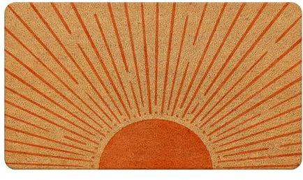 Nogrit Boho Coir Doormat for Outdoor Entrance, Boho Front Door Mats Welcome Door Mat Outdoor Indoor Sun Door Mats for Entryway, 17x30 (Orange Sun)