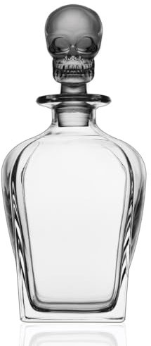 Godinger Whiskey & Wine Decanter, Skull Decanter, for Wodka, Bourbon and Beer, 750.1 g, Unique Liquor Bottle with Intricate Skull Design - Whiskey Gifts