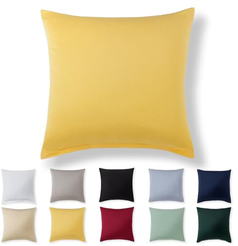 Alreya Kissenbezug 80 x 80 cm - Gelb - 100% Jersey Baumwolle - Kissenhülle für Kissen 80x80 cm, Jersey Kopfkissenbezüge, Superweicher Kissenbezug 80x80 mit Reißverschluss