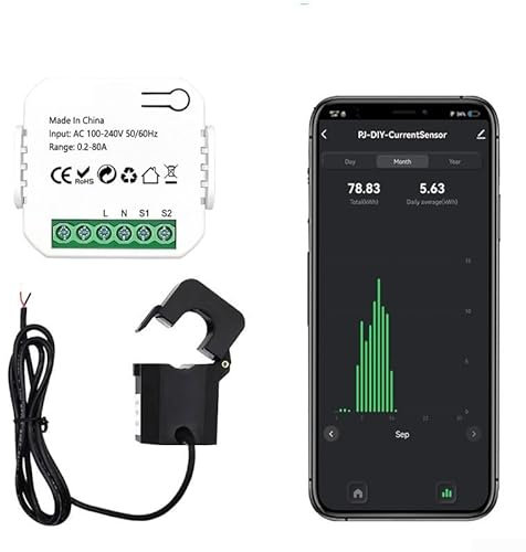 for TUYA Smart WiFi Energy Meter 80A with for CT Current Transformers Clamps Sensors KWh, Monitor Power Usage Percentage, Voltage, Current and Power