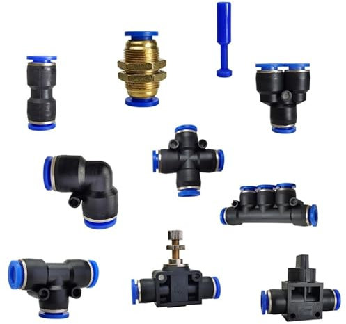 Pneumatische Fitting Rohrverbinder Schlauch Air Quick Fittings Wasser Push In Schlauchkupplung HVFF PK PV 4mm 6mm 8mm 10mm 12mm 14mm 1St(LSA)