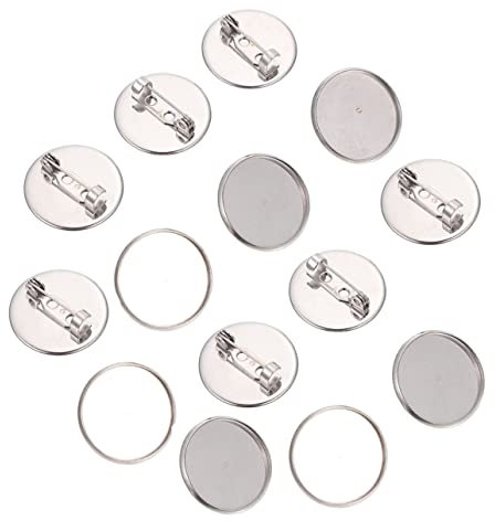 AOKWAWALIY 20 Piezas Broche Accesorios Broche Hecho a Mano Broche Cierres Pasador Disco Base Disco Bandejas para Pechugas Hallazgo De Broche Piezas para Hacer Broches Silver Acero Inoxidable