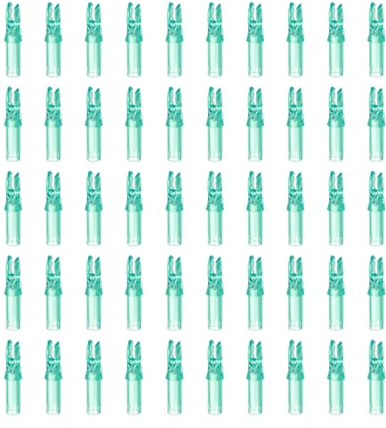 MECCANIXITY Archery Arrow Nocks Plastic Carbon Arrow Inserts .244/6.2mm for DIY Hunting Shooting Compound Recurve Bow(Translucent Cyan, Pack of 50)