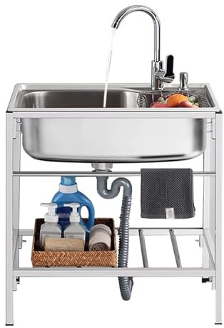 Fregadero De Cocina De Acero Inoxidable, Lavadero, Fregadero De Catering, Fregadero Comercial Con Grifo For Jardín Al Aire Libre, Restaurantes Interiores, Fregadero De Servicio Independiente De Un Sol