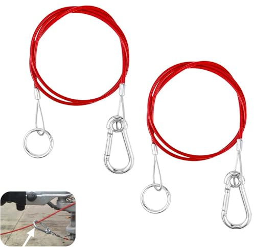 JSUOEO Cable de Remolque con Ganchos, 2 Piezas Cuerda De Freno del Remolque 1 Metro Cable de Retención con Gancho para Remolque para Todo Tipo (Rojo)