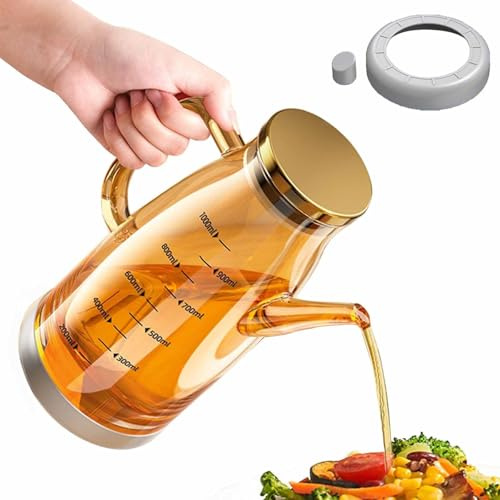 YUNFAN Botella Dispensadora De Aceite Con Pico Antigoteo,Juego De Dispensadores De Aceite Y Vinagre,Botella Dispensadora De Aceite De Oliva De Vidrio,Para Cocinar Utensilios De Cocina (800ml)