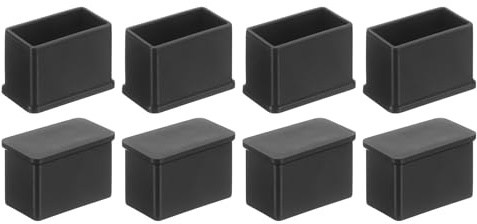 QUARKZMAN Cappucci per Gambe di Mobili Plastica 15x30mm Nero 8pz | Tappi Terminali Rettangolari Copripiedi Protezioni Pavimenti, per Tavoli Sedia Piedini Macchinari