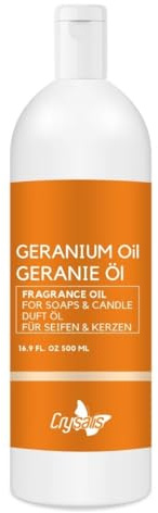 Crysalis Huile parfumée au géranium pour fabrication de bougies, fabrication de savon, mélanges de cire, diffuseurs et loisirs créatifs - Parfum longue durée - 500 ml