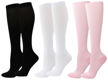 Mevery - Classic Kompressionsstrümpfe Kompressionsstrümpfe für Damen und Herren - 3 Paar atmungsaktive Kompressionsstrümpfe für Sport, Laufen, Reisen, Fitness, und Fußball