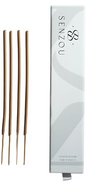 SENZOU Incense Sticks Sandalwood & Vanilla | für Entspannung & Meditation | 100% natürlich | Harmonisches Dufterlebnis | Perfekt für Yoga & Achtsamkeit | Wellness- & Self-Care-Rituale