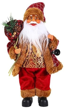 Shibida Weihnachtsmann Figur, Weihnachtspuppe 35CM Santa Claus Figure Realistic Traditional Santa Claus Figurines Sitzend Zwergpuppe Weihnachtsdekoration Weihnachtsmann Deko für Vitrinen, Kamine
