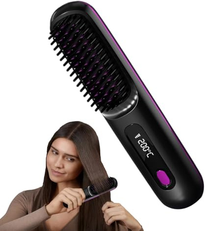 Brosse à Cheveux Chauffante,Peigne Lissant pour Cheveux | Écran Tactile Sans Fil 3 Modes Réglable pour Coiffage Volume Boucles Démêlage à Domicile Extérieur Voyage