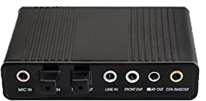 QSBVSO Professionell USB-ljudkort 6-kanals 5.1 extern ljudkortkonverterare optisk 5.1 Cm6206 chipset kompatibel med bärbar dator (Svart)
