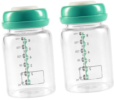 GALPADA 2 pièces Biberon Large Ouverture Verre Anti-fuite Étanche pour Conservation Lait Maternel Sécurité Alimentaire Facile à Nettoyer et Transporter Ergonomique pour Garçon Fille