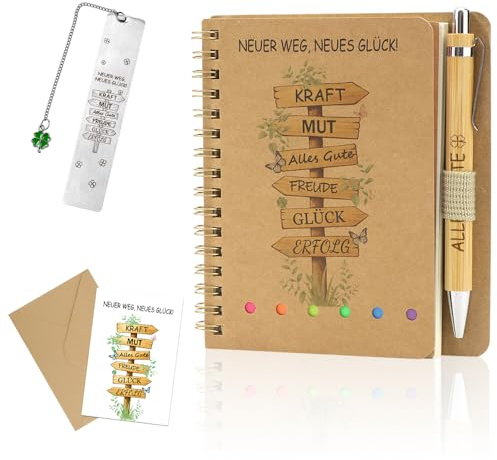 Abschiedsgeschenk Kollegen, 4-in-1 Abschiedsgeschenkset mit Notizbuch, Stift, Lesezeichen und Abschiedskarte Kollegen – Abschied Kollegin Geschenk zum Jobwechsel, Ruhestand oder Renteneintritt für Man