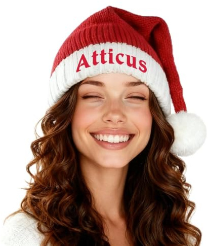 Lousrion Personalisierte Weihnachtsmütze mit gesticktem Namen, personalisierte Weihnachtsmütze für Kinder und Erwachsene, Unisex, Weihnachtsfeiertagsmütze, Geschenk für Neujahr, Geburtstag, Halloween