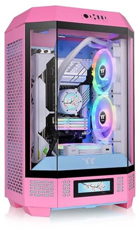 Caja De Ordenador, Caja De PC Gaming De Torre Media M-ATX/ITX - Puertos USB 3.0/Tipo-C Frontales - Panel Panorámico De Cristal Templado - Incluye Pantalla LCD De Expansión De 3,9 Pulgadas