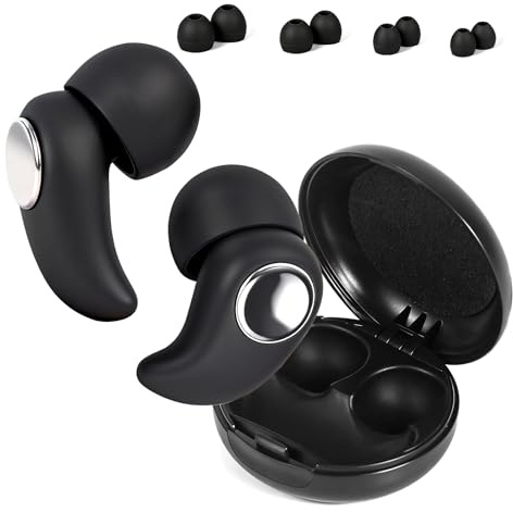 Nuvexa Ear Plugs for Sleep - Ultra-Comfy Reusable -46dB Noise Cancelling Earplugs for Deep Focus, Travel, Noise Reduction with Case & 8 Eartips, Flexible Hearing Protection, Noise Sensitivity