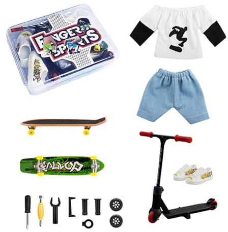 Skate Park Kit Mini Skateboards Skater Pants Shoes Party Supplies | Finger Skateboard Pants, Tool Accessories, for Children's Birthdays, Party Favors, Indoor Toys, Party Supplies